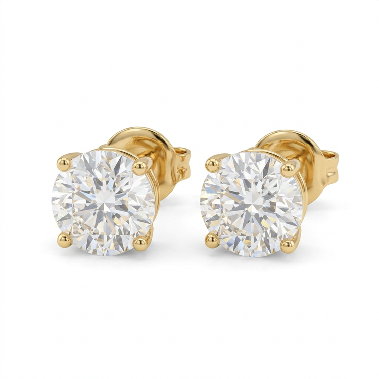 Round Natural Diamond Studs