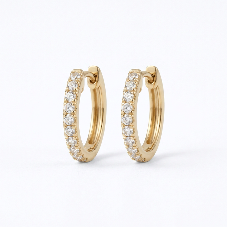 Natural Diamond Huggie Hoops