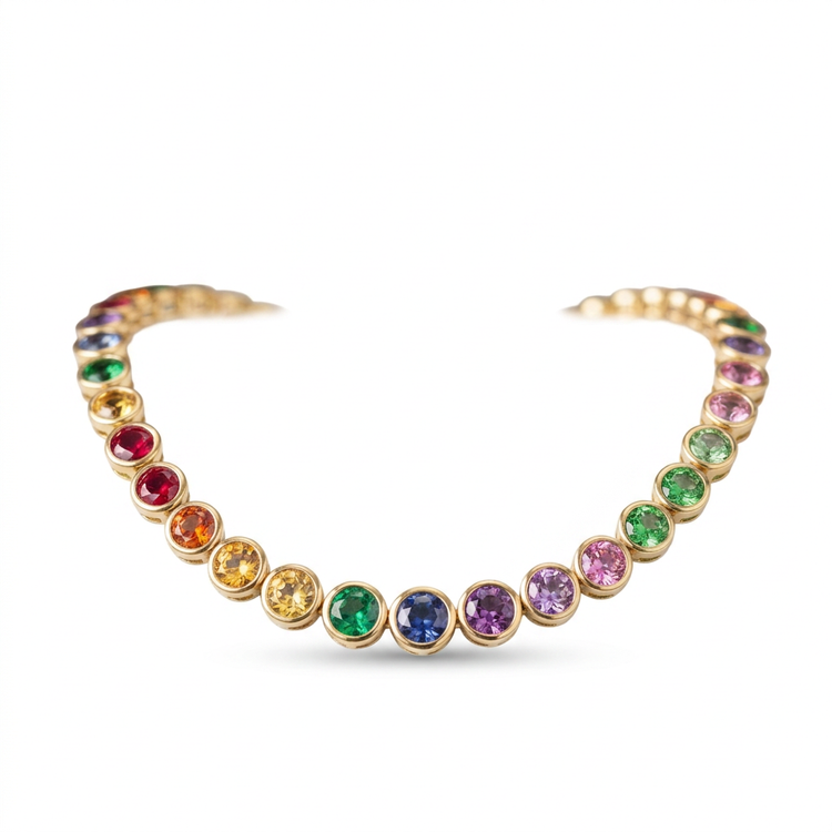Natural Rainbow Gemstone Bezel Necklace