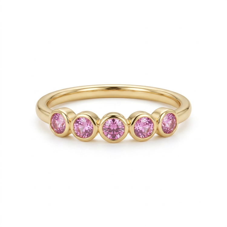 Natural Pink Sapphire Stacking Ring